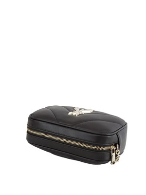 Tracollina Patrizia Pepe in pelle nera con catena oro in DONNA