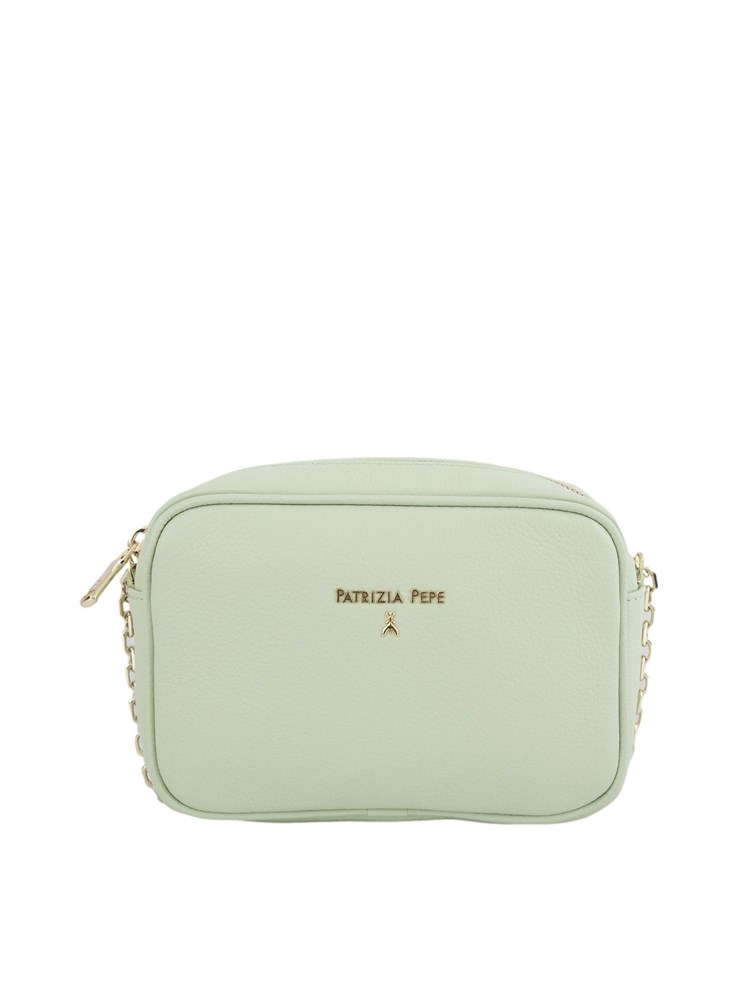 Borsa tracolla Patrizia Pepe in pelle martellata verde