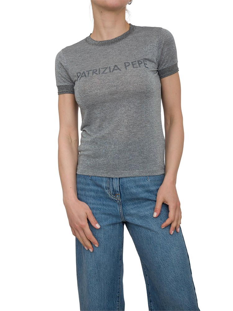 T-shirt Patrizia Pepe in maglia argento scuro