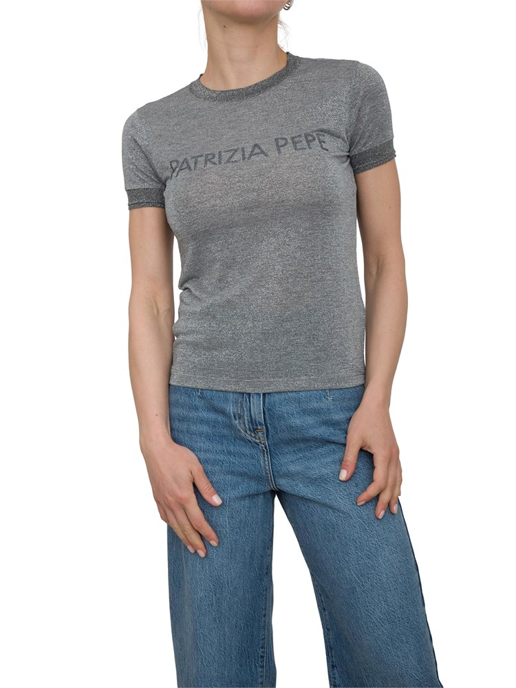 T-shirt Patrizia Pepe in maglia argento scuro