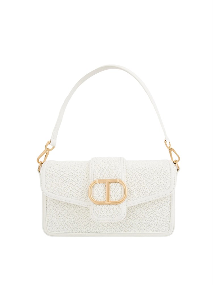 TWIN-SET Borsa a spalla avorio Twinset lavorazione intrecciata