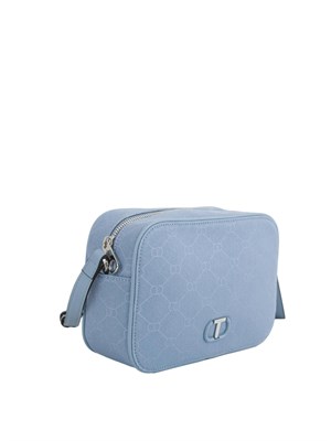 TWIN-SET Borsa a tracolla celeste Twinset con stampa logo all over tono su tono in DONNA