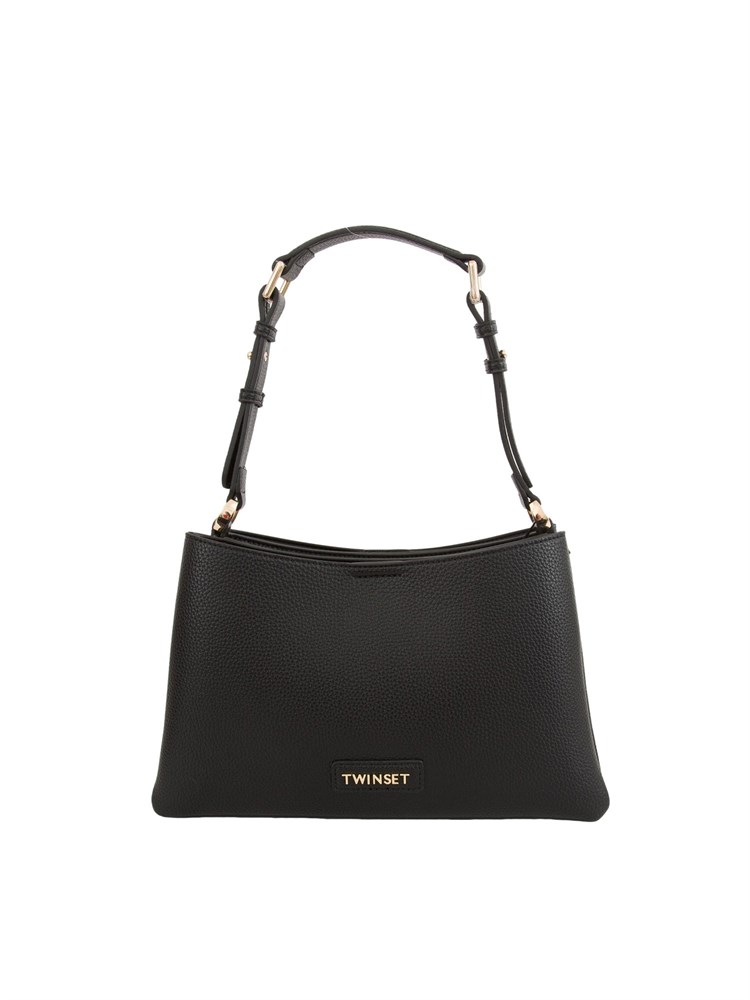 TWIN-SET Borsa a spalla nera Twinset ecopelle martellata