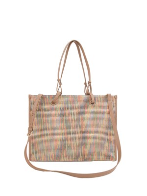 TWIN-SET Borsa shopper Twinset in canvas multicolor e ricamo logo lettering in DONNA