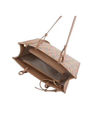TWIN-SET Borsa shopper Twinset in canvas multicolor e ricamo logo lettering in DONNA