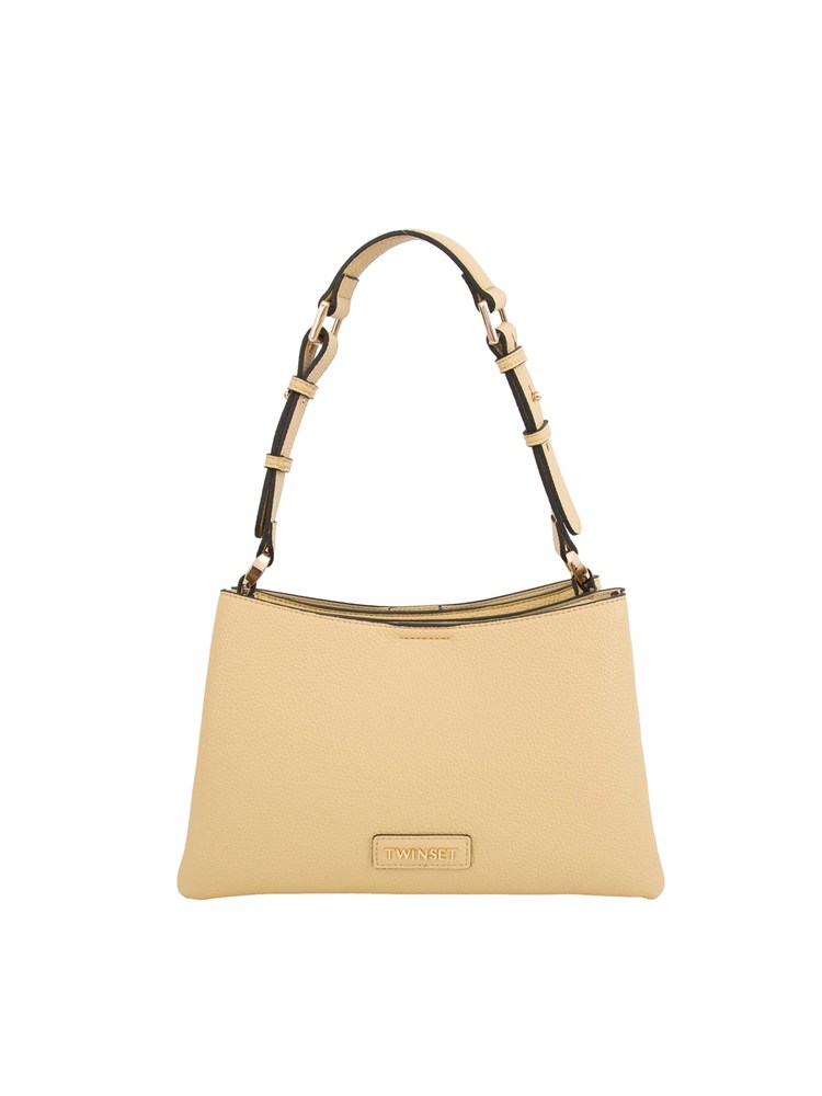 TWIN-SET Borsa a spalla gialla Twinset ecopelle martellata