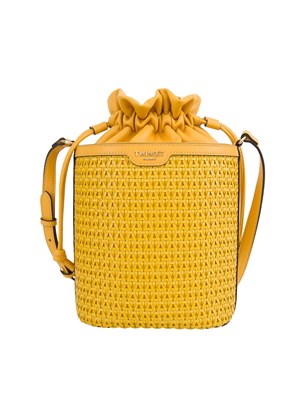 TWIN-SET Borsa secchiello gialla Twinset lavorazione intrecciata in DONNA