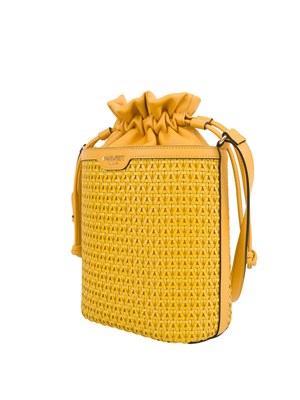 TWIN-SET Borsa secchiello gialla Twinset lavorazione intrecciata in DONNA