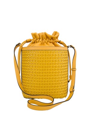 TWIN-SET Borsa secchiello gialla Twinset lavorazione intrecciata in DONNA