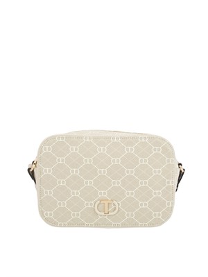TWIN-SET Borsa a tracolla celeste Twinset con stampa logo all over tono su tono in DONNA