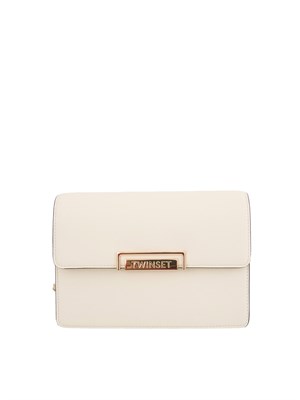 TWIN-SET Borsa avorio Twinset con patta e tracolla catena ed ecopelle in DONNA