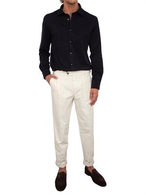 Camicia uomo Emporio Armani in cotone e lyocell blu con logo lettering flock all over in UOMO