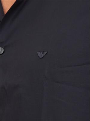 Camicia uomo Emporio Armani in misto cotone e lyocell blu in UOMO