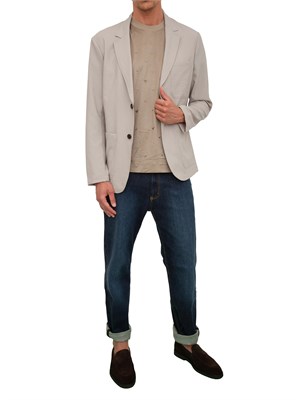 T-shirt uomo Emporio Armani in cotone tortora con logo aquila all-over in UOMO