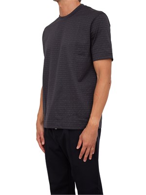 T-shirt uomo Emporio Armani in cotone nero con stampa logo lettering all-over in UOMO
