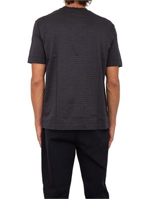 T-shirt uomo Emporio Armani in cotone nero con stampa logo lettering all-over in UOMO