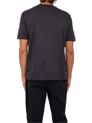 T-shirt uomo Emporio Armani in cotone nero con stampa logo lettering all-over in UOMO