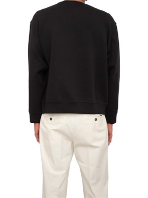 Felpa uomo Emporio Armani in double jersey nero con ricamo logo in UOMO