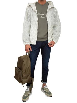 Felpa uomo Emporio Armani in double jersey verde con ricamo logo in UOMO