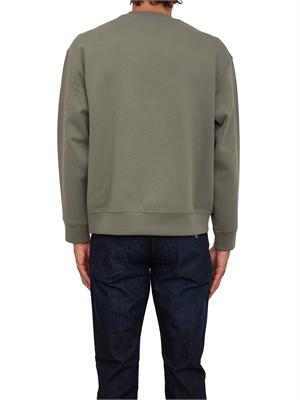 Felpa uomo Emporio Armani in double jersey verde con ricamo logo in UOMO