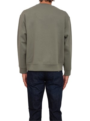 Felpa uomo Emporio Armani in double jersey verde con ricamo logo in UOMO
