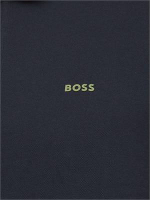 Polo Boss blu in piqué di cotone con logo in UOMO