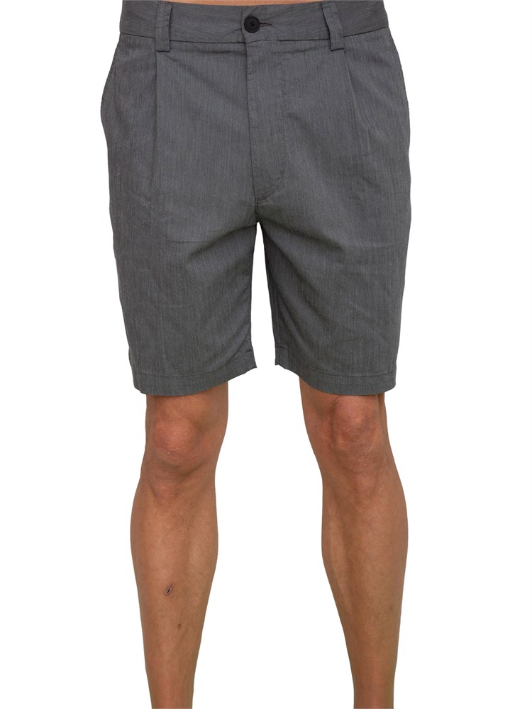 Bermuda Boss uomo in pregiato misto lino blu grigio