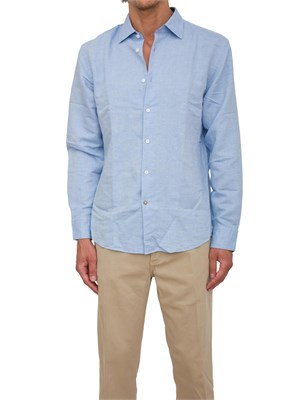 Camicia maniche lunghe Boss azzurro in misto lino cotone in UOMO
