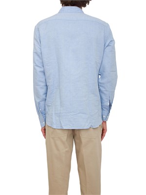 Camicia maniche lunghe Boss azzurro in misto lino cotone in UOMO