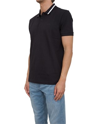 Polo Boss blu modello Paddy con righe a contrasto in UOMO