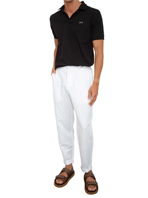Polo Sun68 nera con logo ricamato in UOMO