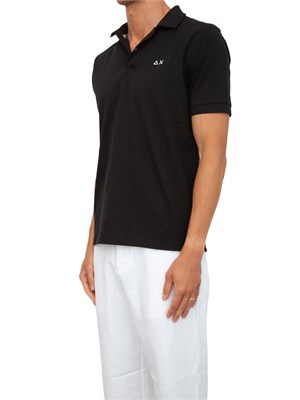 Polo Sun68 nera con logo ricamato in UOMO