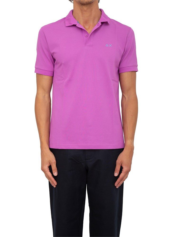 Polo Sun68 viola con logo ricamato