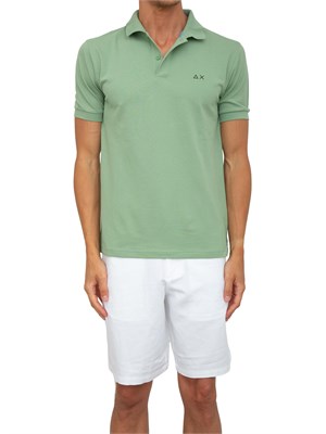 Polo Sun68 verde con logo ricamato in UOMO