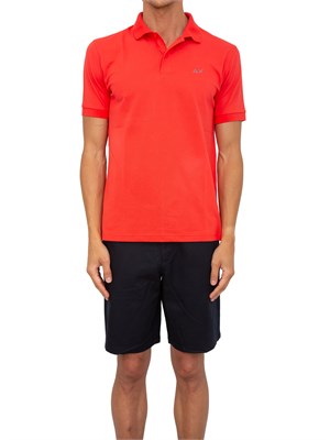 Polo Sun68 rossa con logo ricamato in UOMO