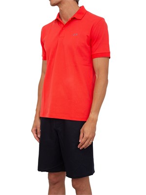 Polo Sun68 rossa con logo ricamato in UOMO