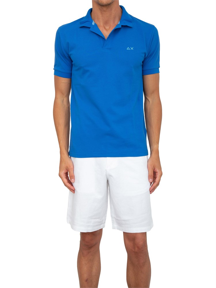 Polo Sun68 blu con logo ricamato