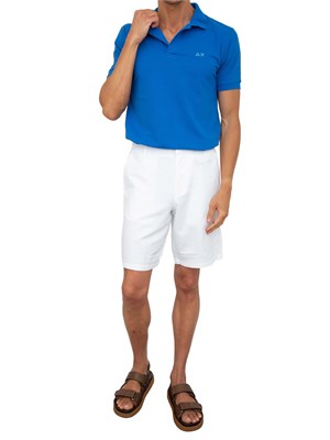 Polo Sun68 blu con logo ricamato in UOMO