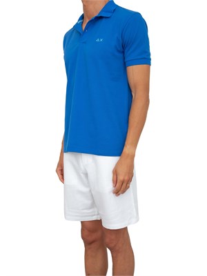 Polo Sun68 blu con logo ricamato in UOMO