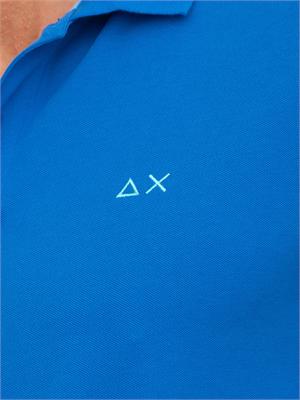Polo Sun68 blu con logo ricamato in UOMO