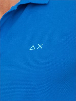 Polo Sun68 blu con logo ricamato in UOMO