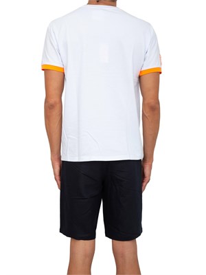 T-shirt Sun 68 in piquet bianco con ricami in UOMO