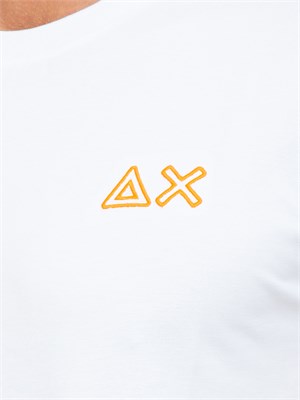 T-shirt Sun 68 in piquet bianco con ricami in UOMO