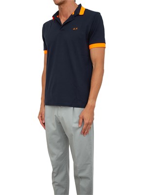 Polo Sun68 in piquet di cotone blu navy in UOMO