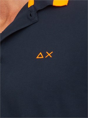 Polo Sun68 in piquet di cotone blu navy in UOMO