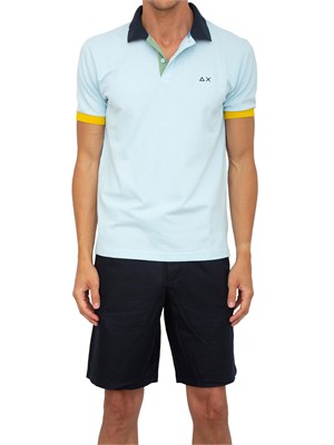 Polo Sun 68 in piquet di cotone azzurro in UOMO