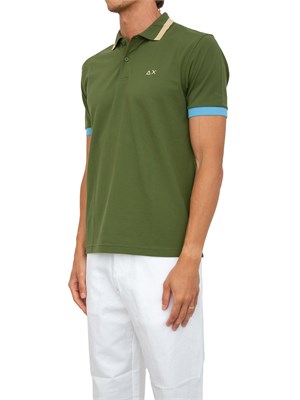 Polo Sun68 verde con maxi riga in UOMO