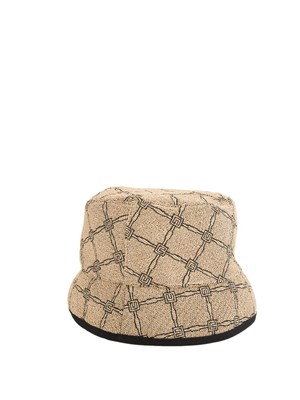 Cappello bucket Elisabetta Franchi in rafia con losanga in DONNA