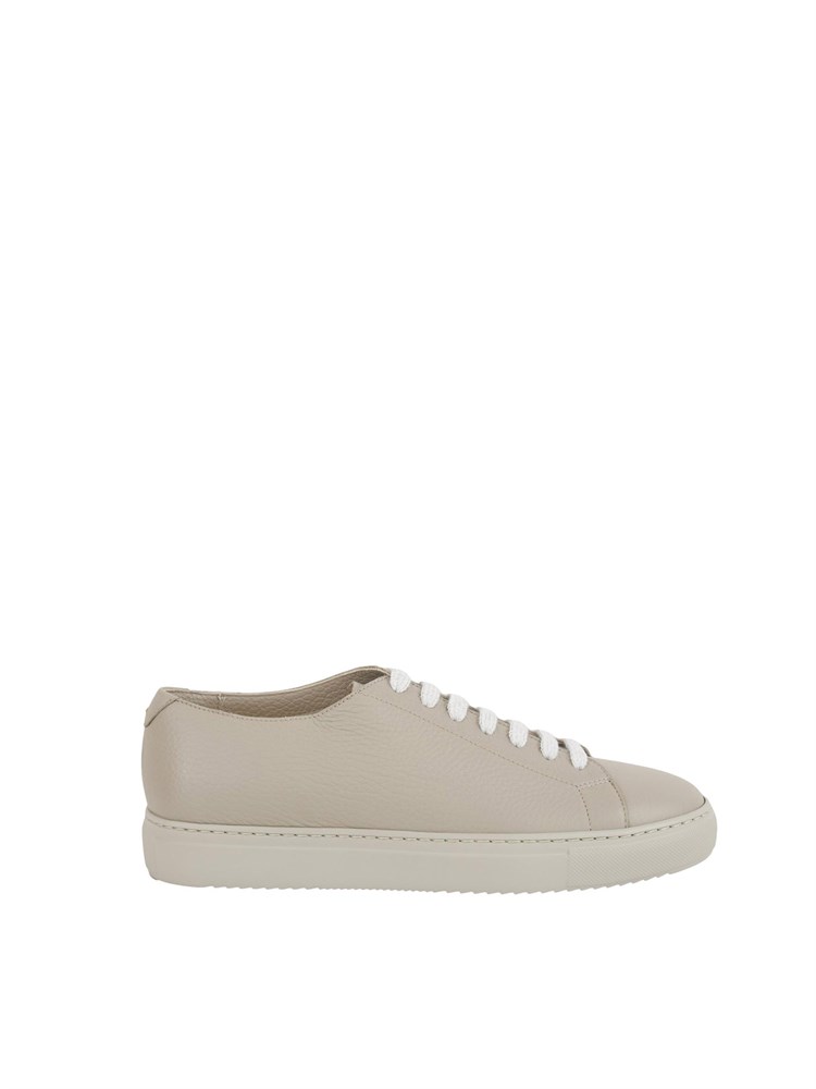 Sneaker uomo Doucal's in pelle bottalata beige e fondo tono su tono