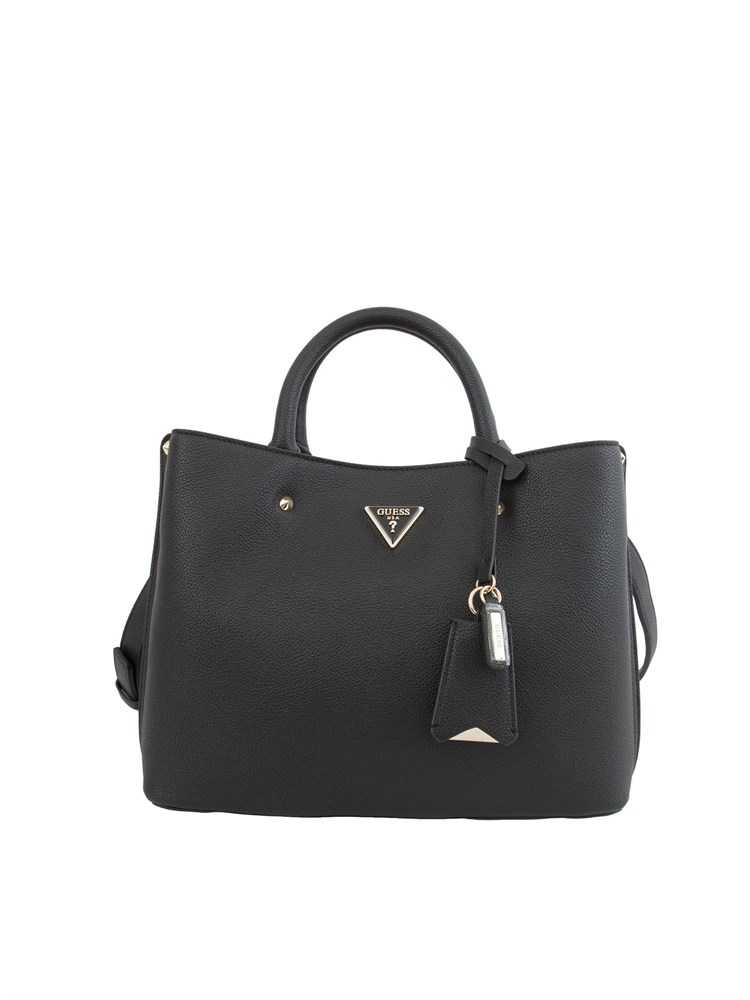 Borsa a mano Guess Jeans in ecopelle nera effetto martellato